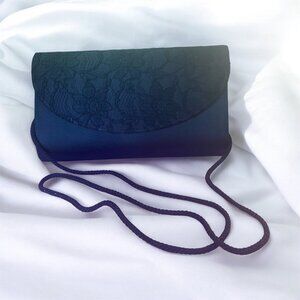 Black Satin and Lace Evening Bag
